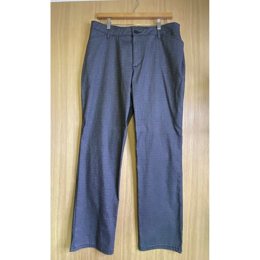 Lee Womens 14 Medium Relaxed Fit Straight Leg Mid Rise Pants Navy Crosshatch